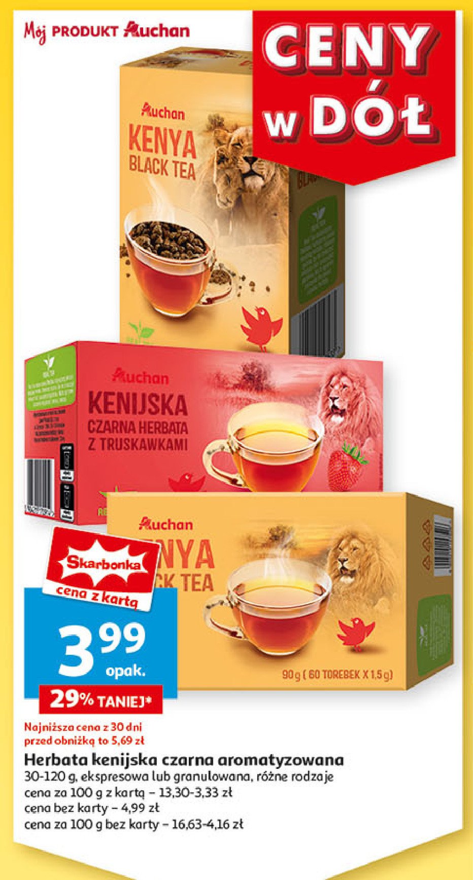 Herbata kenya Auchan różnorodne (logo czerwone) promocja