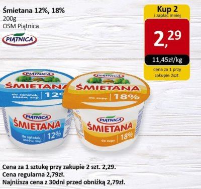 Śmietana 12%, 18% 200g promocja w Market Point