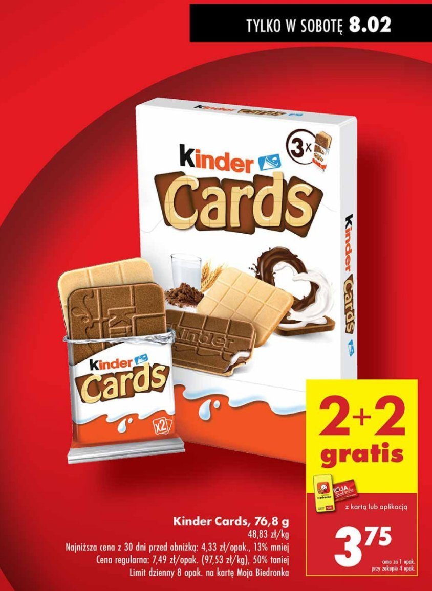 Herbatniki z czekoladą Kinder cards promocja