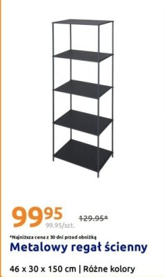 Metalowy regał ścienny 46x30x150 cm różne kolory promocja w Action