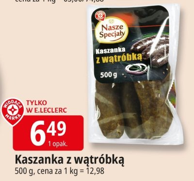 Kaszanka z wątróbką Pekpol super grill promocja w Leclerc