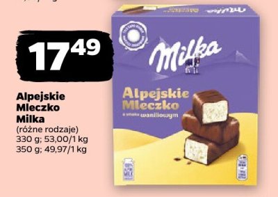Alpejskie Mleczko różne rodzaje promocja w Netto