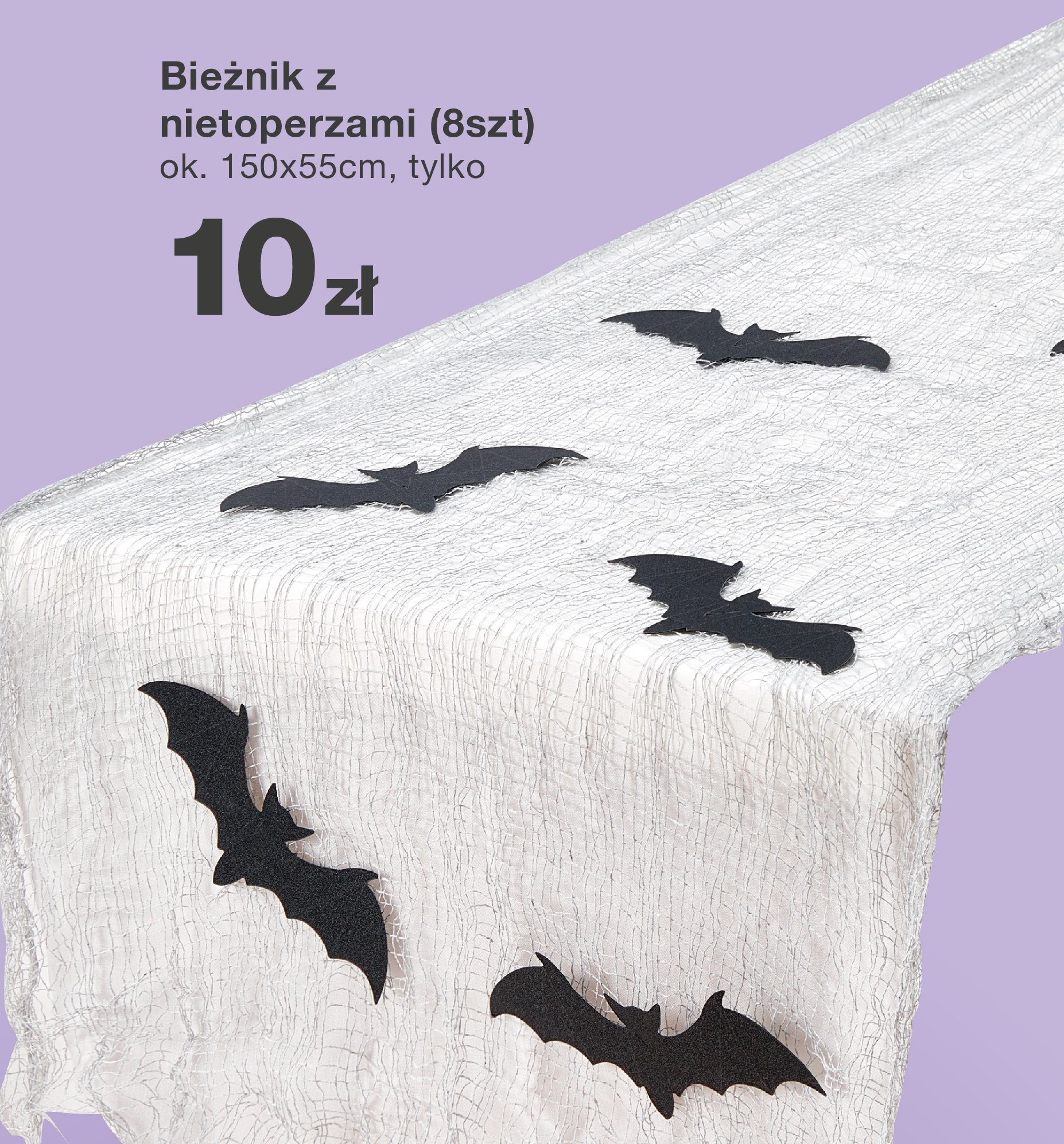 Bieżnik z nietoperzami 150 x 55 cm promocja w KiK