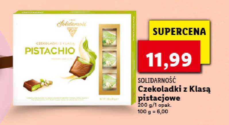 Czekoladki z klasą pistachio Solidarność promocja