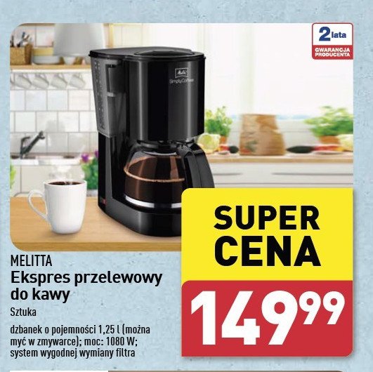 Ekspres przelewowy 1.25 l 1080w Melitta promocja