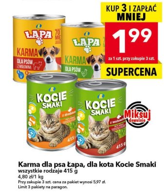 Karma dla psa Łapa wszystkie rodzaje promocja w LEWIATAN