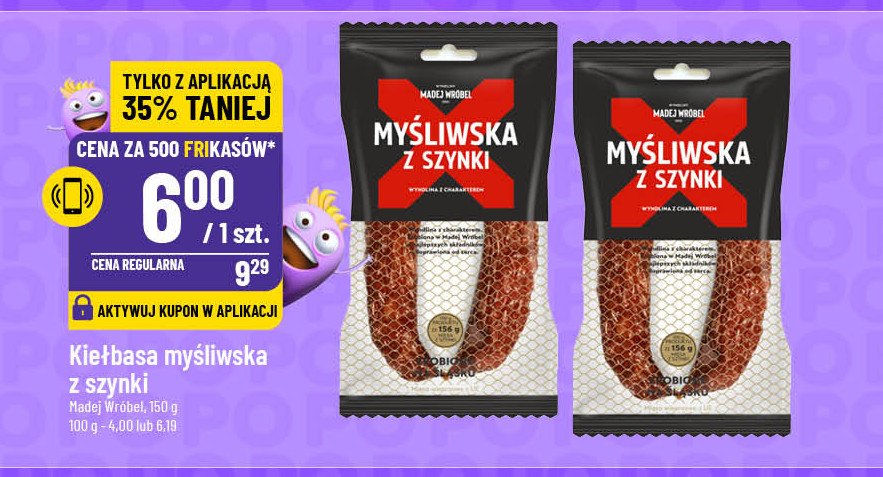 Kiełbasa myśliwska z szynki Madej & wróbel promocja w POLOmarket