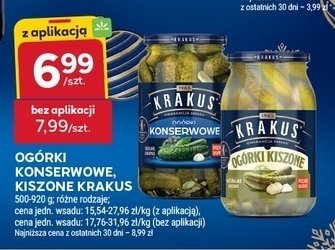 Ogórki konserwowe, kiszone Krakus promocja w Stokrotka