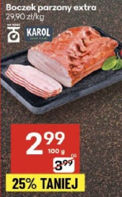 Boczek parzony extra Karol promocja w Delikatesy Centrum