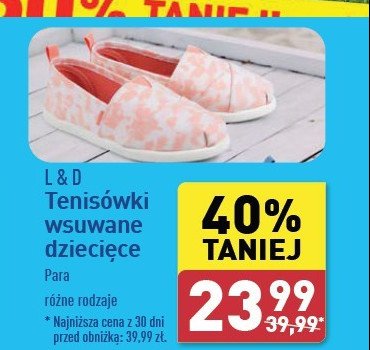 Tenisówki wsuwane dziecięce 31-36 L&d promocja