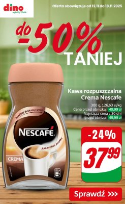 Kawa rozpuszczalna Crema Nescafe promocja w Dino