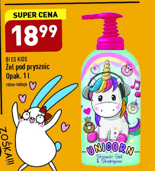 Żel pod prysznic i szampon dla dzieci unicorn Bi-es promocja