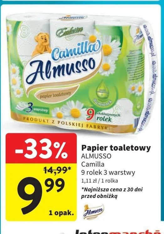 Papier toaletowy rumiankowy Almusso camilla promocja