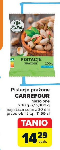 Pistacje prażone solone Carrefour promocja