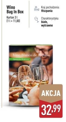 Wino Vino Blanco de España białe wytrawne 3 l promocja w Aldi
