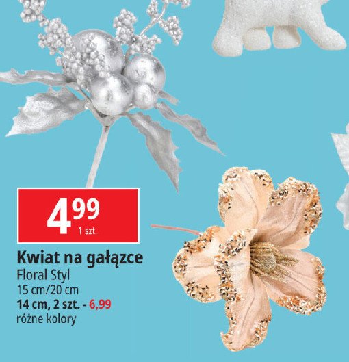 Kwiat na gałązce 15 cm Floral styl promocja w Leclerc