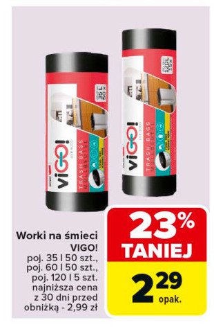 Worki na smieci 35 l Vigo! promocja w Carrefour Market