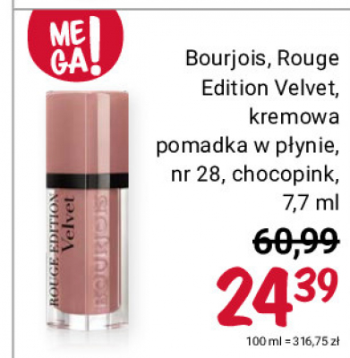 Pomadka do ust Bourjois rouge velvet lipstick promocja