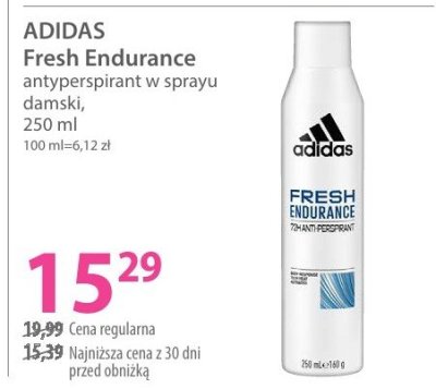 Antyperspirant ADIDAS Fresh Endurance antyperspirant w sprayu damski, 250 ml promocja w Hebe