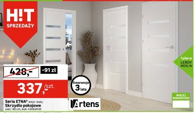 Drzwi Skrzydło pokojowe Seria ETNA kolor: biały Artens promocja w Leroy Merlin