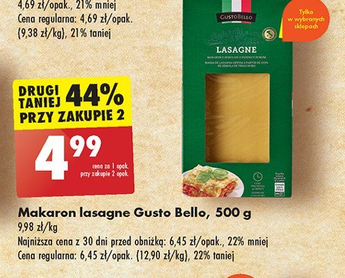 Makaron lasagne Gustobello promocja