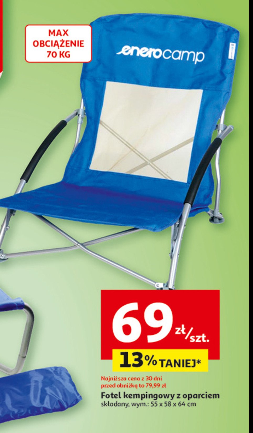 Fotel kempingowy z oparciem Enero camp promocja w Auchan