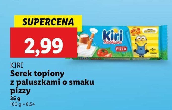 Przekąska: serek+paluszki pizza Kiri promocja