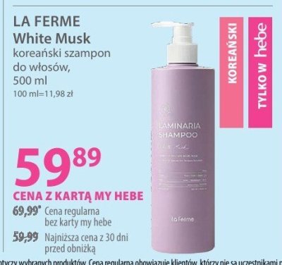 Szampon LA FERME White Musk koreański szampon do włosów promocja w Hebe