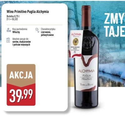 Wino Primitivo Puglia Alchymia promocja w Aldi