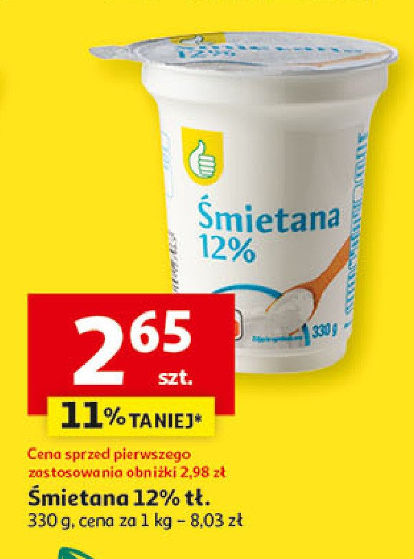 Śmietana 12 % Podniesiony kciuk promocja