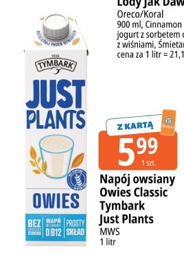 Napój owsiany Owies Classic Tymbark Just Plants MWS promocja w Leclerc
