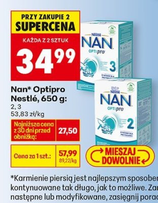Mleko Nan Optipro Nestlé, 650 g: 2,3 promocja w Biedronka