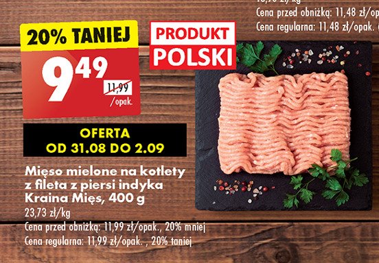 Mięso na kotlety z fileta z piersi indyka Kraina mięs promocja