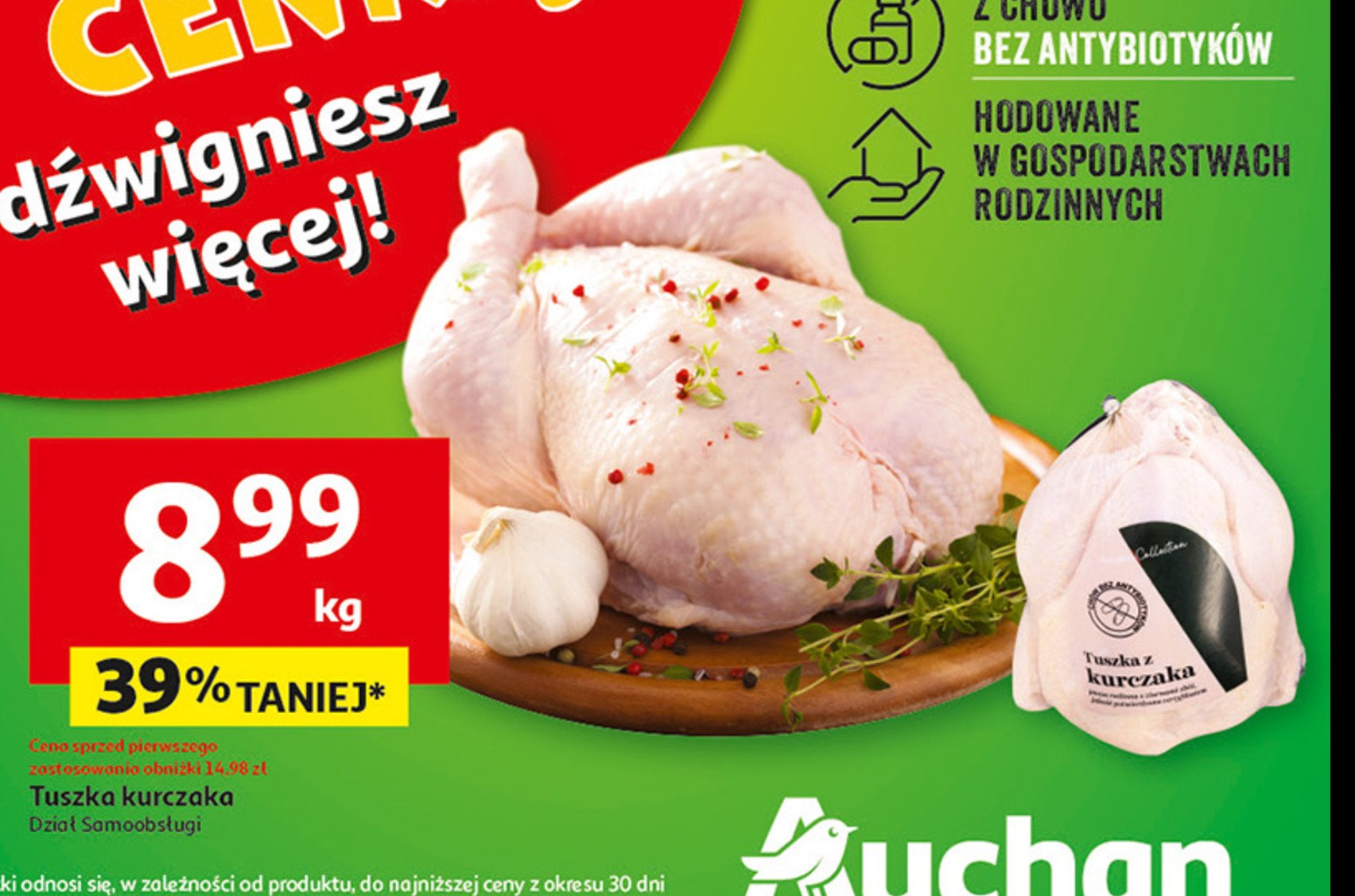 Tuszka z kurczaka z chowu bez antybiotyków AUCHAN COLLECTION promocja