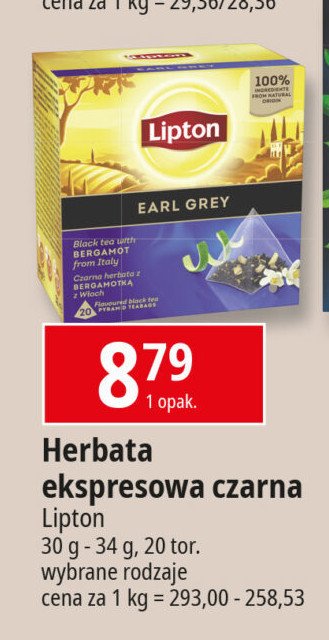 Herbata earl grey Lipton promocja w Leclerc