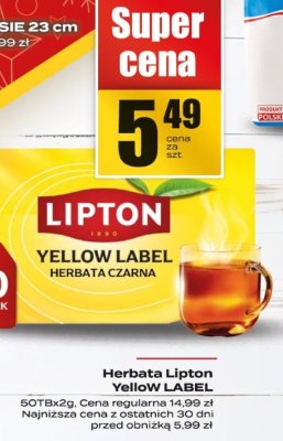 Herbata Lipton Yellow LABEL promocja w Supeco