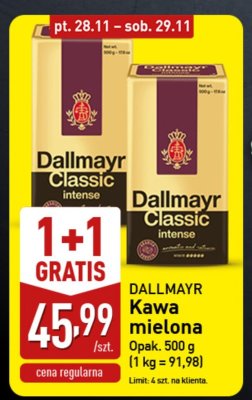Kawa mielona Dallmayr Classic Intense 1+1 gratis promocja w Aldi