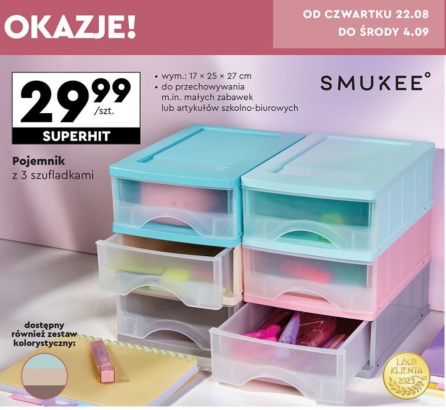 Pojemnik z 3 szufladkami Smukee promocja