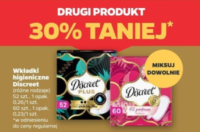 Wkładki higieniczne, różne rodzaje DRUGIE -30% promocja w Netto