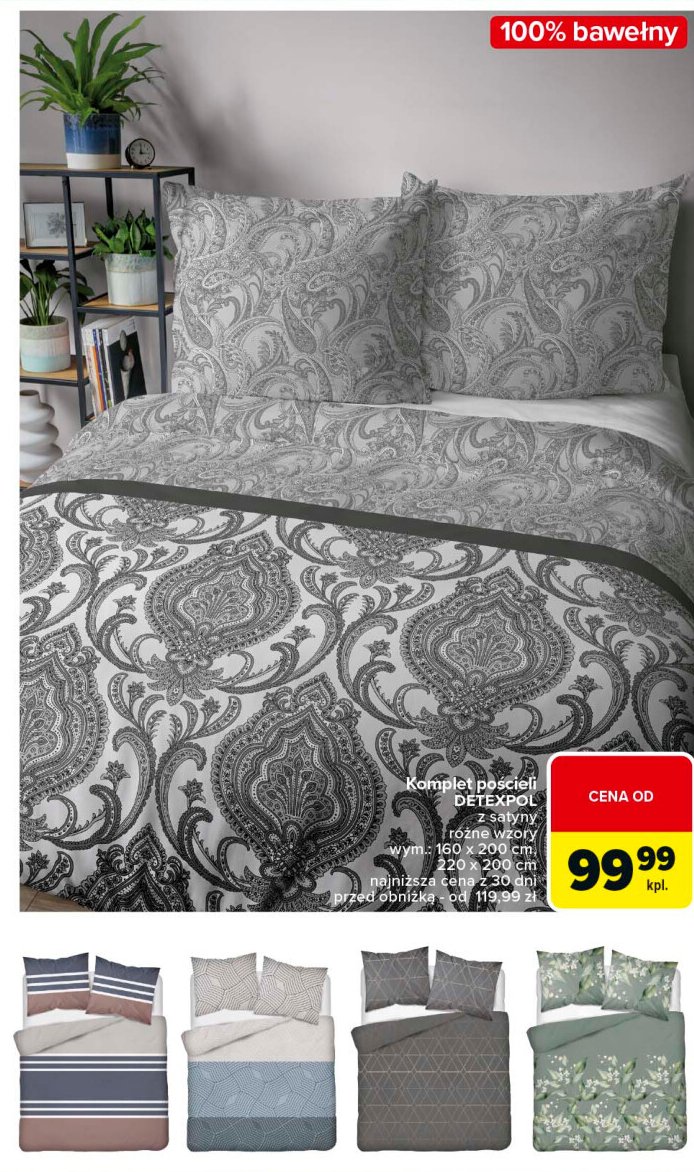 Komplet pościeli satynowej 3783a 220 x 200 + 2x 70 x 80 cm Detexpol promocja w Carrefour