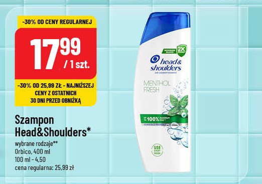 Szampon do włosów mentol fresh Head&shoulders promocja