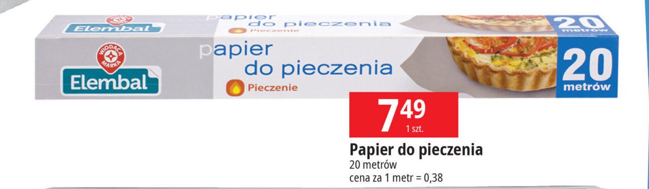 Papier do pieczenia 20 m Wiodąca marka elembal promocja w Leclerc