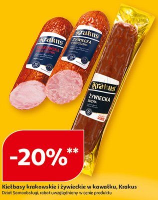Kiełbasy krakowskie i żywieckie w kawałku, Krakus Dział Samoobsługi promocja w Auchan