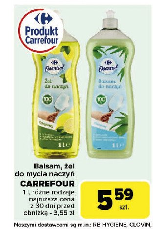 Balsam płyn do mycia naczyń z aloesem Carrefour promocja