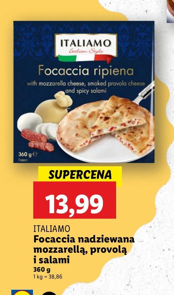 Focaccia mozzarella provola i salami Italiamo promocja w Lidl