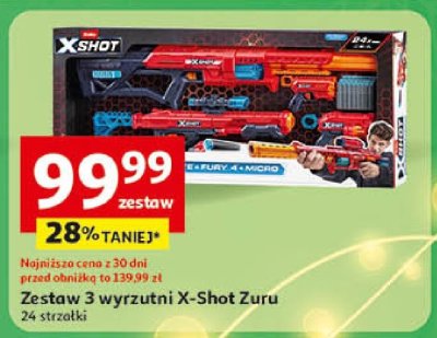 Zestaw 3 wyrzutni X-Shot Zuru 24 strzałki promocja w Auchan