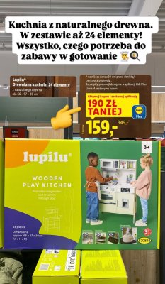 Kuchnia drewniana Lupilu Wooden Play Kitchen 24 elementy promocja w Lidl