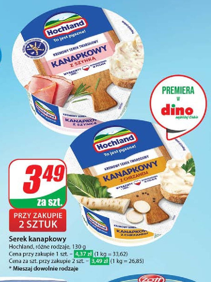 Serek z chrzanem Hochland kanapkowy promocja w Dino