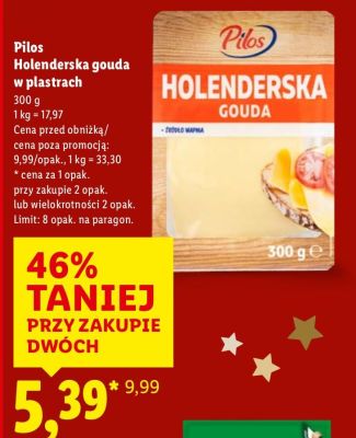 Ser Holenderska gouda w plastrach promocja w Lidl
