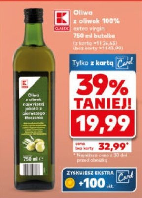 Oliwa z oliwek 100% extra virgin promocja w Kaufland
